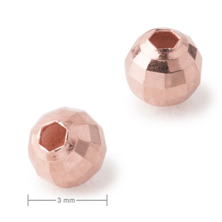 Kovový korálek diamond cut 3mm v barvě rose gold