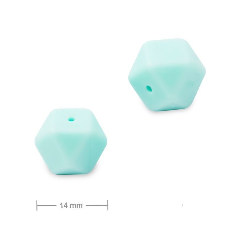 Silikonové korálky hexagon 14 mm Baby Blue