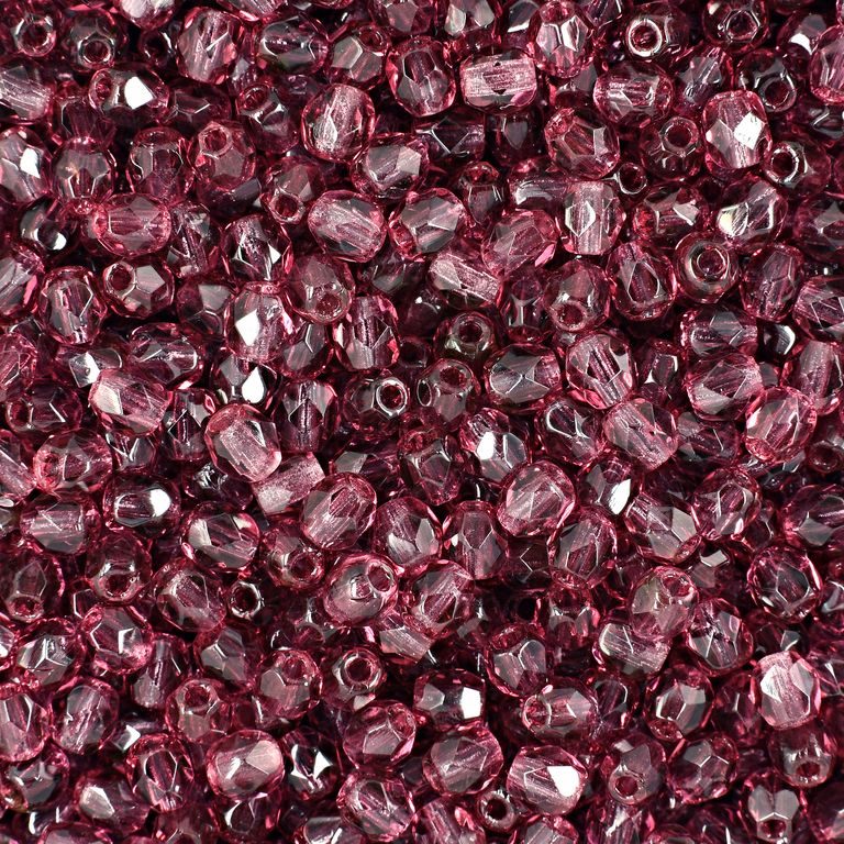 Glass fire polished beads 3mm Fuchsia