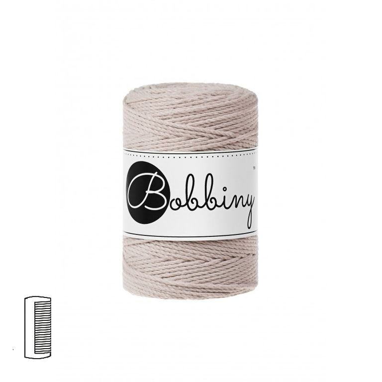 Bobbiny Fir textil Macramé Baby 3PLY 1,5mm Nude