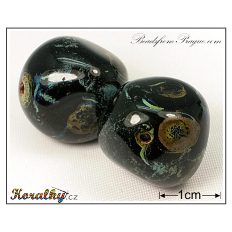 Czech glass Travertin pressed beads No.99