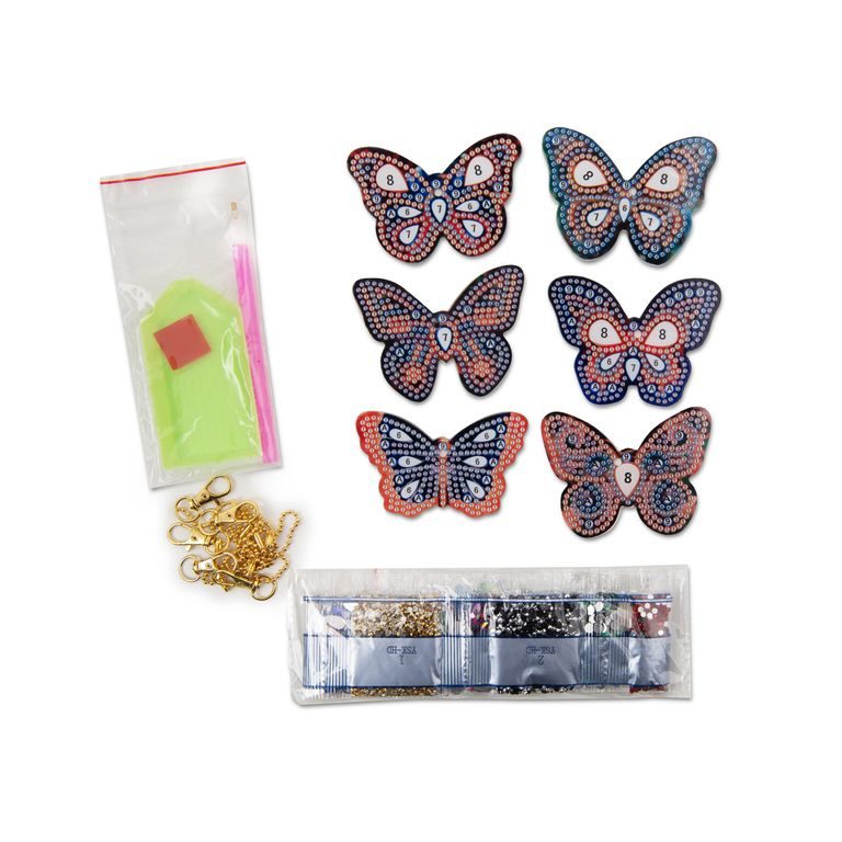 Diamond painting set of keychains with butterflies 6pcs