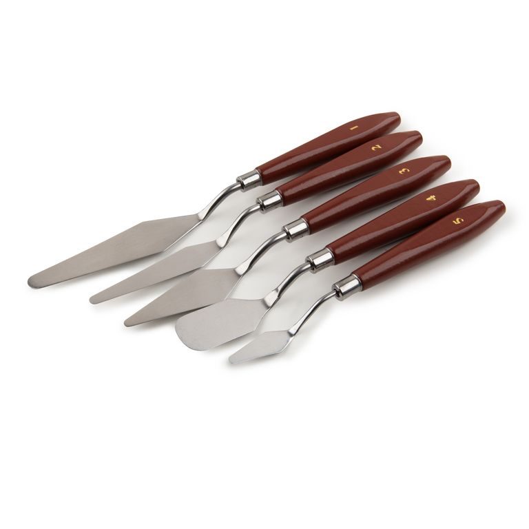 Metal painting knives with wooden handles 5 types