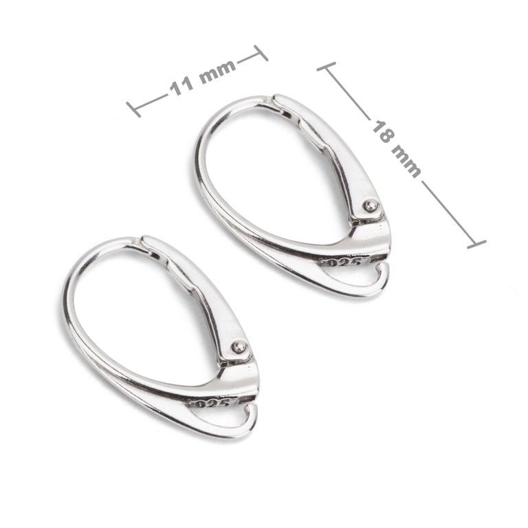 Sterling silver 925 leverback earring hook 18x11mm No.40