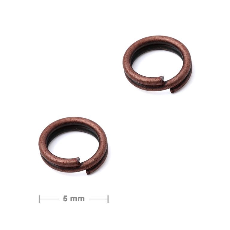 Double jump ring 5mm antique copper