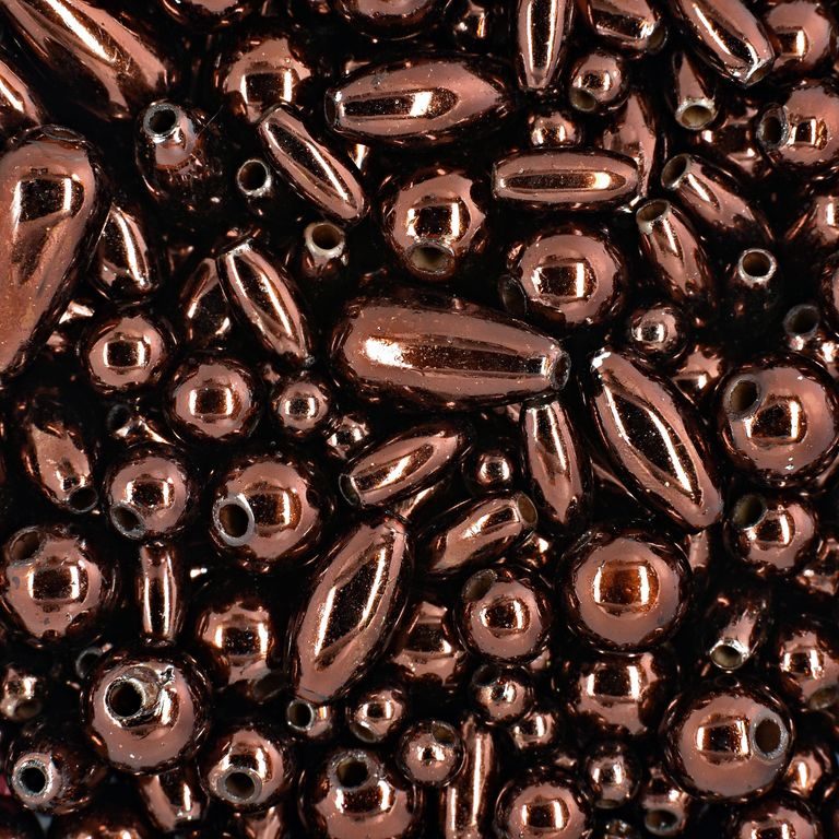 Metallic plastic beads brown