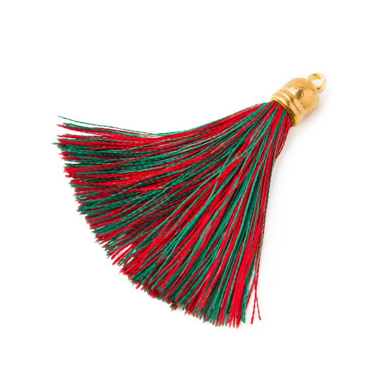 Silk tassel 5cm green and red