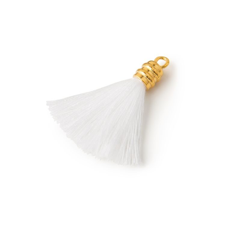 Silver silk tassel gold-plated 4cm white No.745