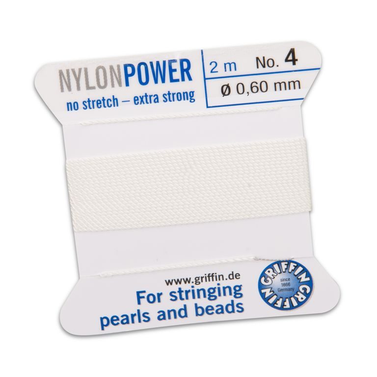 Griffin nylonová nit Nylon power s jehlou 0,6 mm/2 m bílá