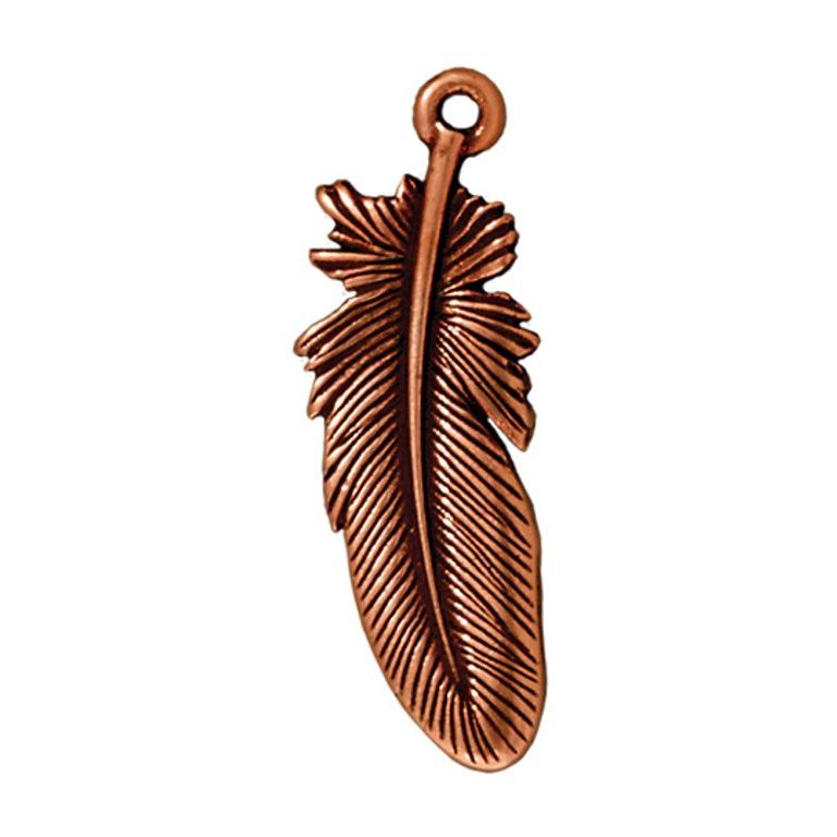 TierraCast pendant Large Feather antique copper