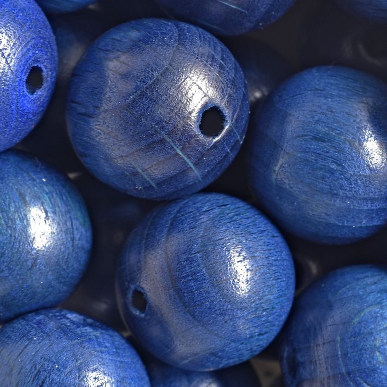 Dřevěné korálky kulička 20mm tmavě modrá