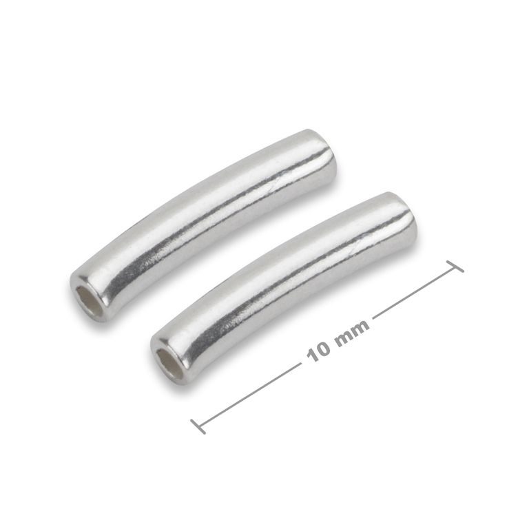 Stříbrná zahnutá distanční trubička 10 x 2 mm