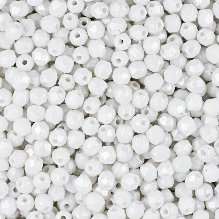 Mărgele șlefuite 3mm Pearl Shine White