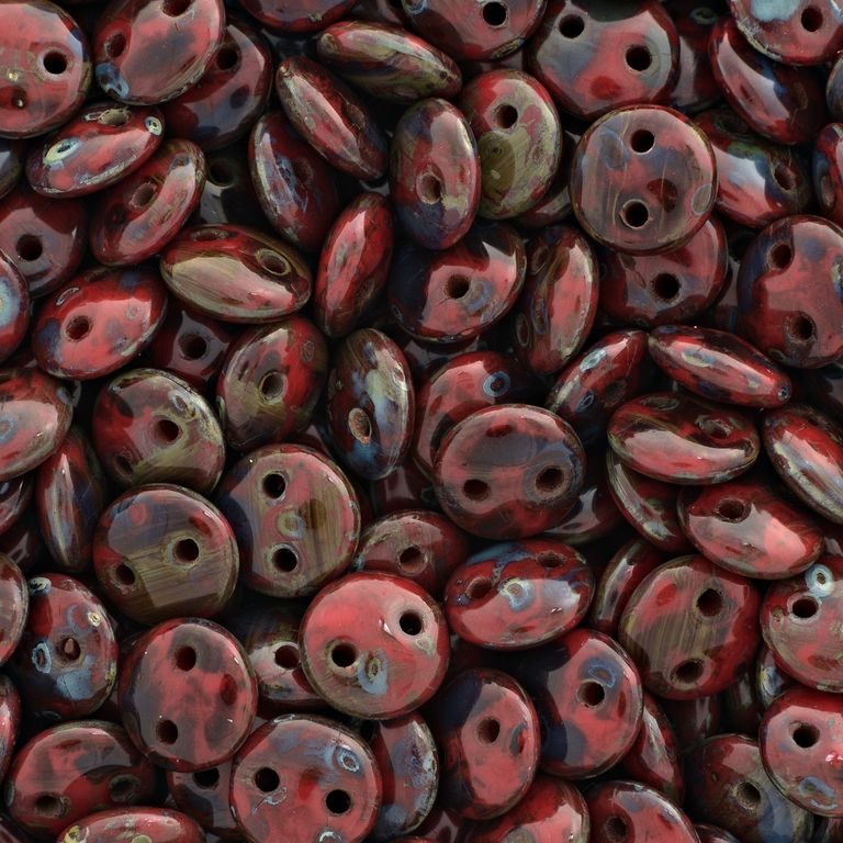 CzechMates Lentil 6mm Picasso Opaque Red č.199