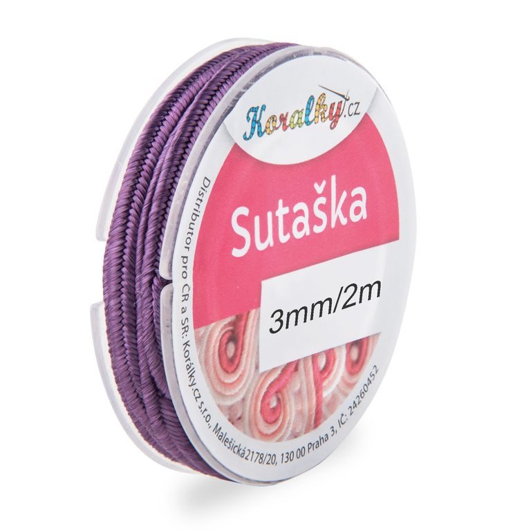 Soutache cord 3mm/2m dark purple