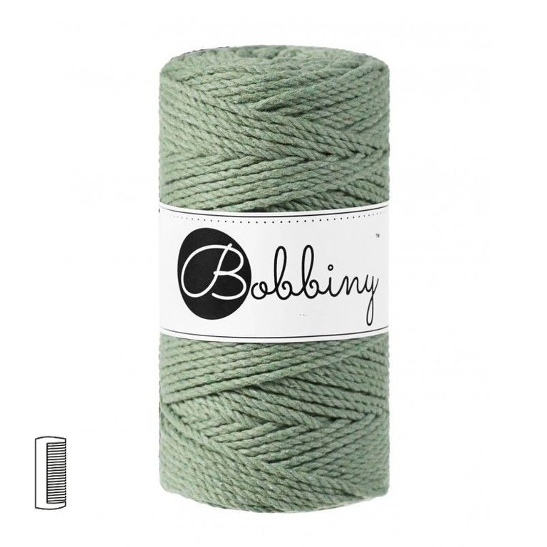 Bobbiny Fir textil Macramé Regular 3PLY 3mm Eucalyptus green