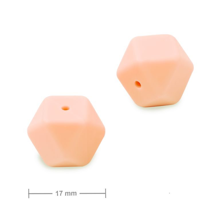 Silikónové koráliky hexagón 17mm Sweet Peach