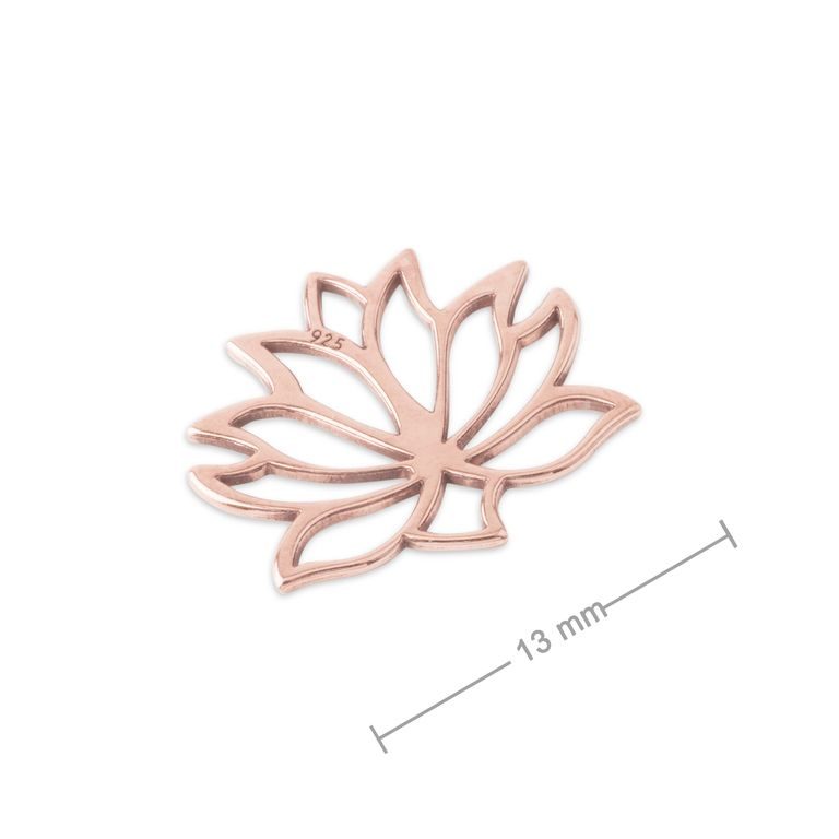 Stříbrný spojovací díl lotus 13mm pozlacený 18K růžovým zlatem č.803