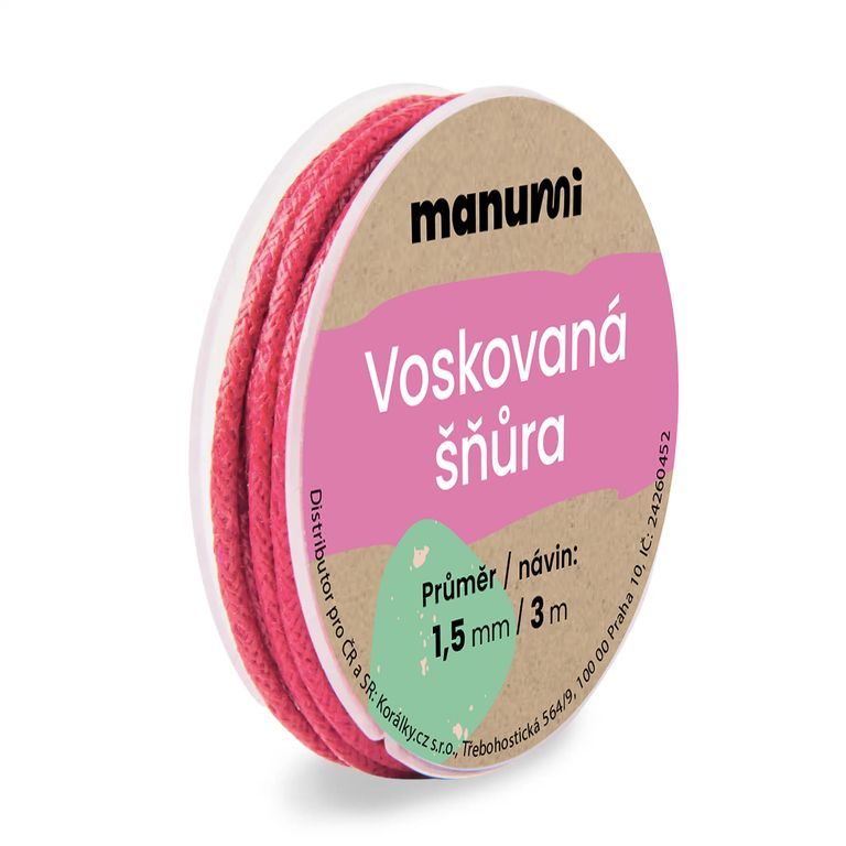 Voskovaná šnúra 1,5mm/3m ružová