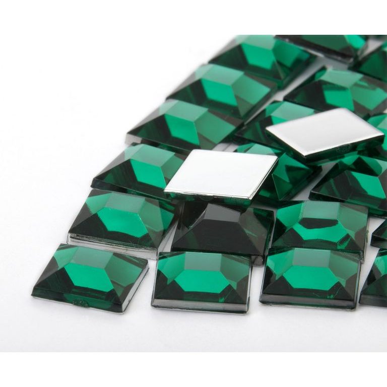 Acrylic glue-on stones square 10mm green