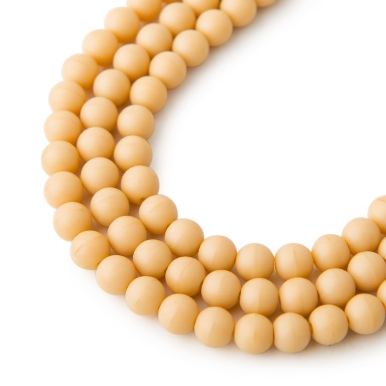Manumi czech glass pressed round beads Opaque Ivory Matt 6mm