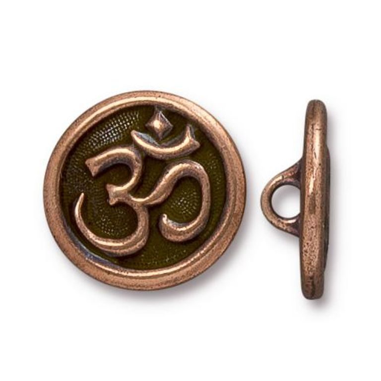 TierraCast button Om antique copper