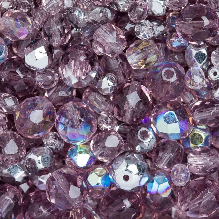 Czech fire polished beads mix Light amethyst