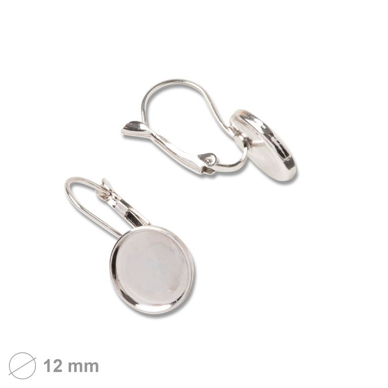 Jewellery earring settings leverback round 12mm rhodium