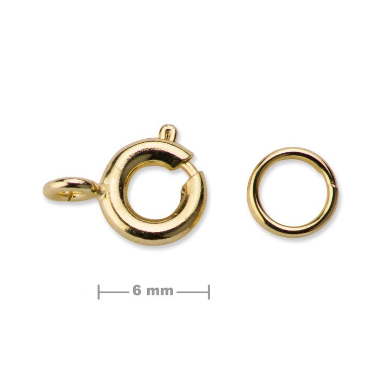 Spring ring clasp 6mm in the colour of gold