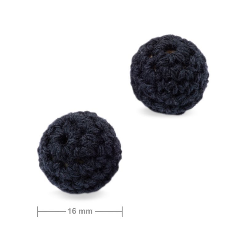 Crochet beads round 16mm Black