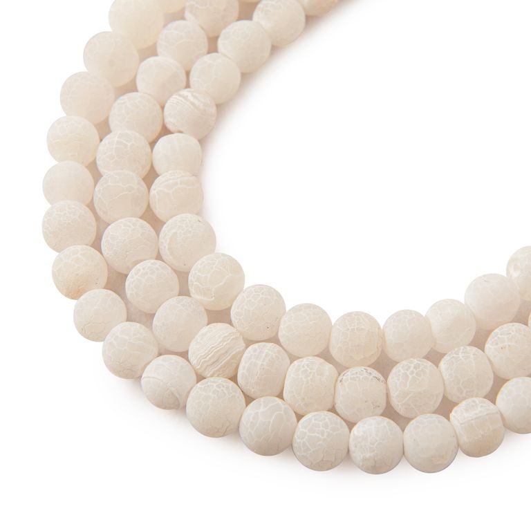Crackle White Agate beads matte 6mm