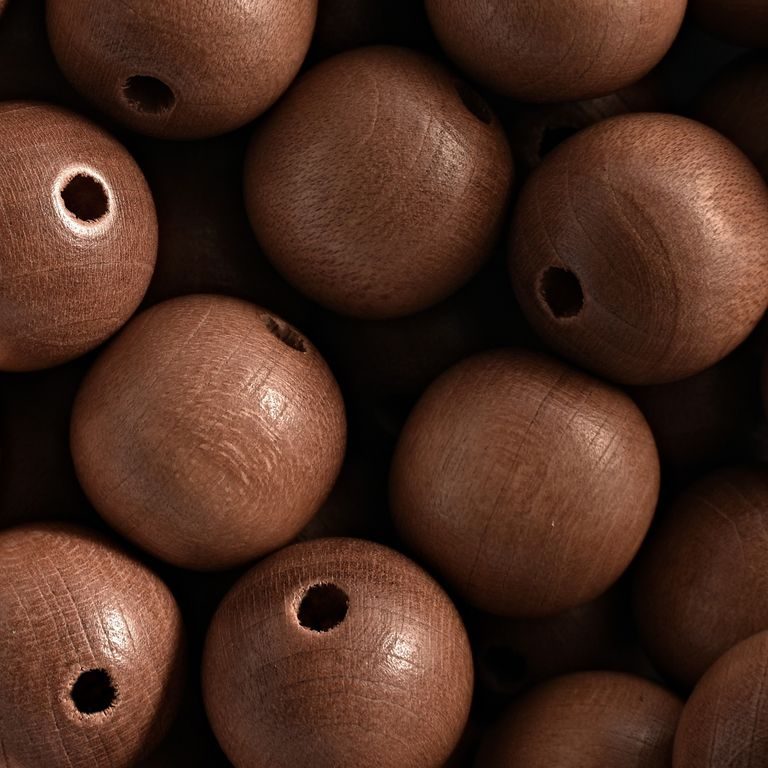 Czech wooden beads round 16mm beige No.22