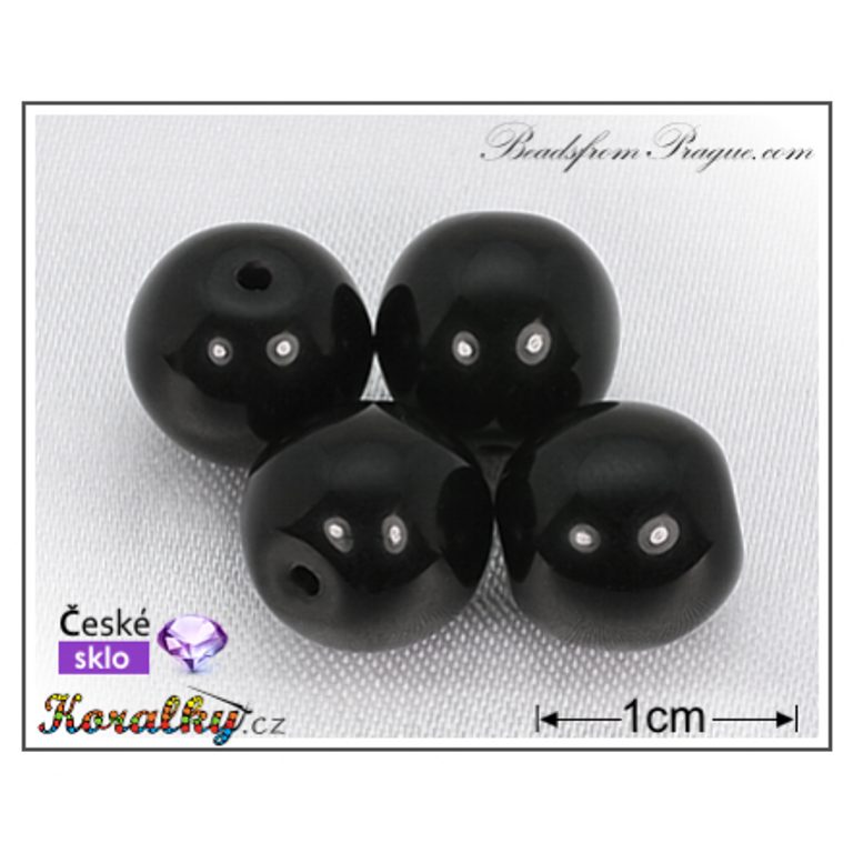 Czech glass pressed bead round 10mm black No.115