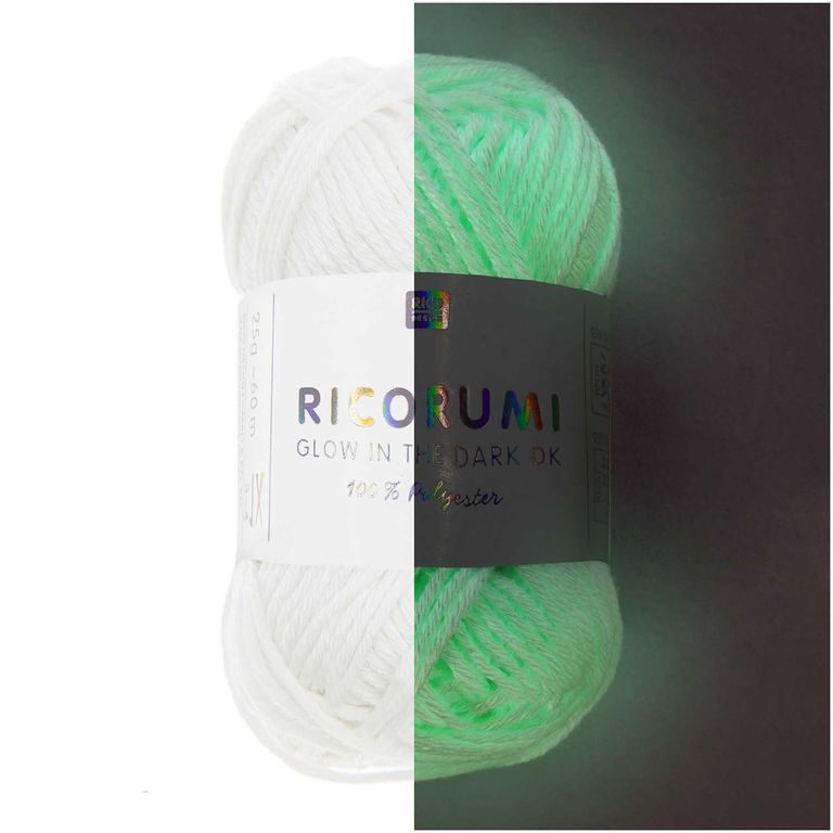 Rico design háčkovací příze Ricorumi dk bílá svítící ve tmě