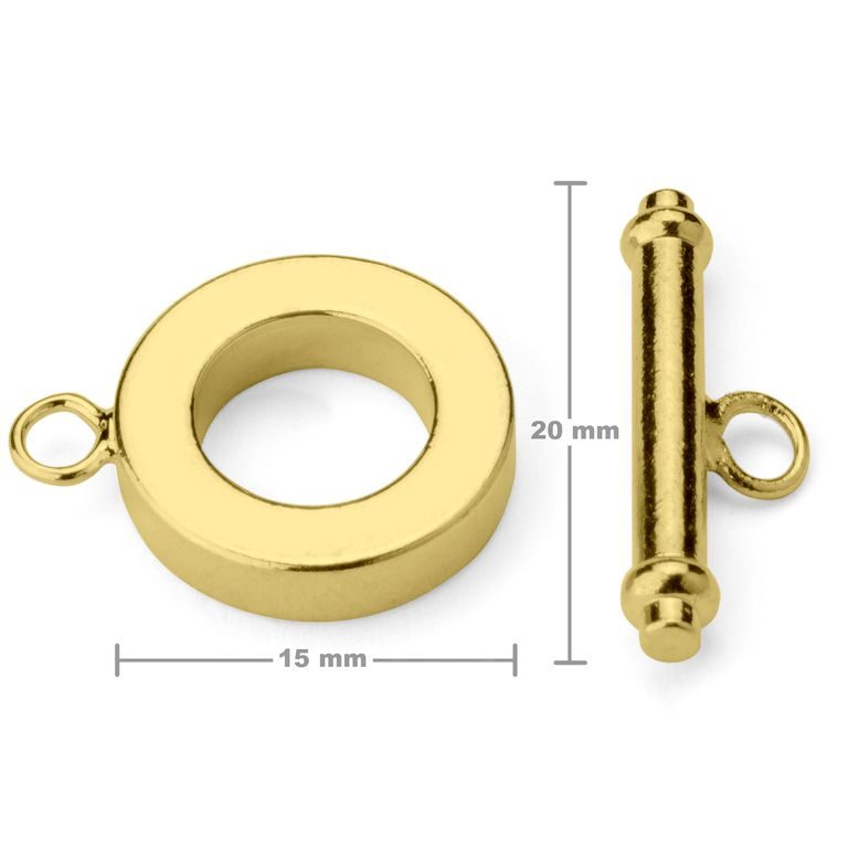 Toggle clasp 15mm in the colour of gold