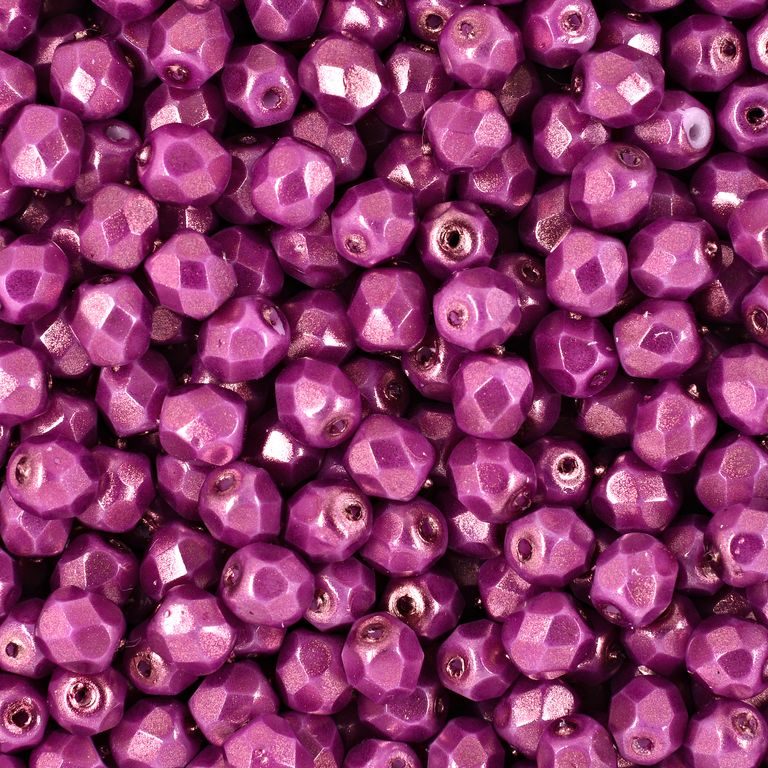Glass fire polished beads 4mm Halo Ethereal Madder Rose