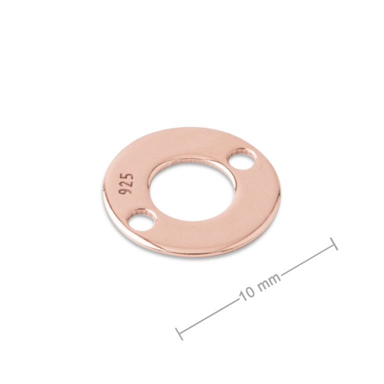 Stříbrný spojovací díl kroužek 10 mm pozlacený 18K růžovým zlatem