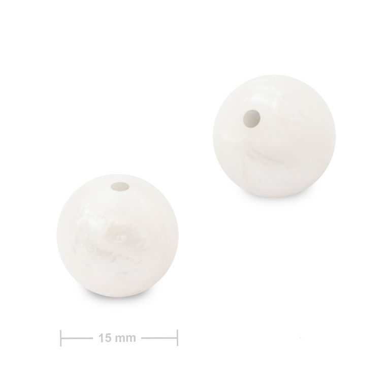 Silikonové kulaté korálky 15mm Pearl White