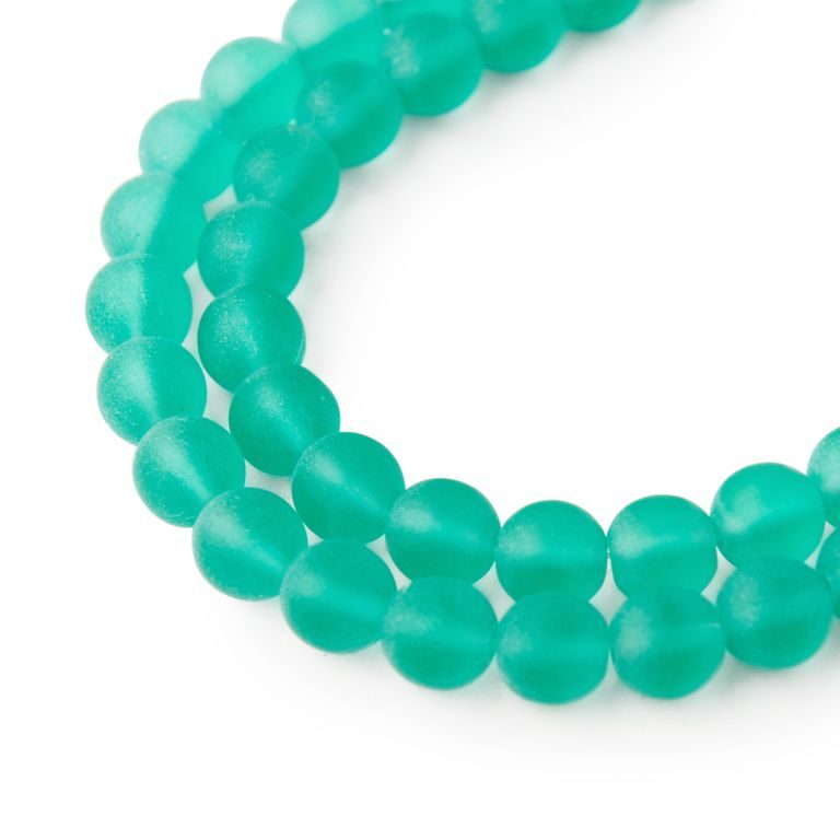 Manumi české skleněné mačkané kuličky 8 mm Green Aquamarine Matt