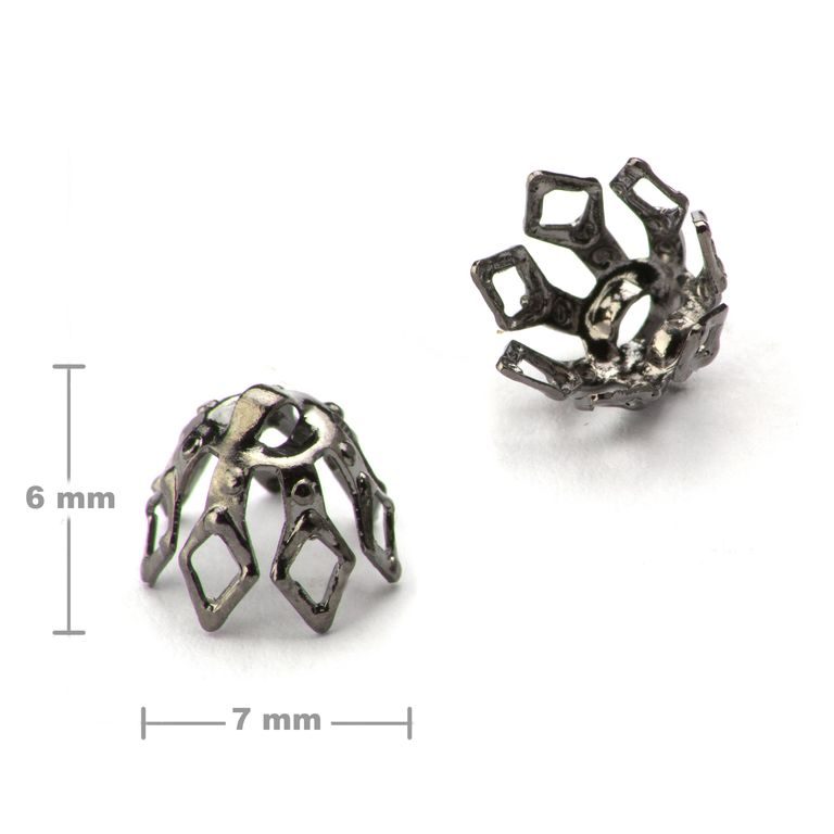 Filigree bead cap 6x7mm anthracite