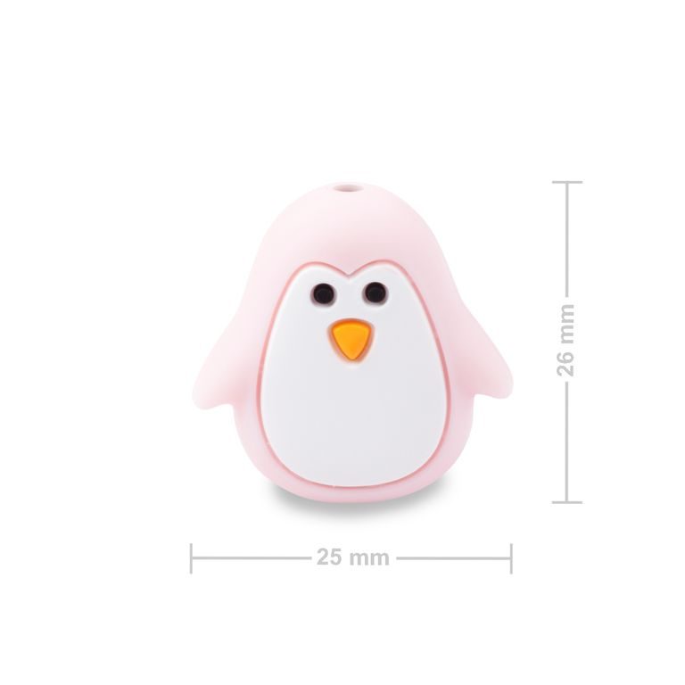 Silicone bead penguin Baby Pink