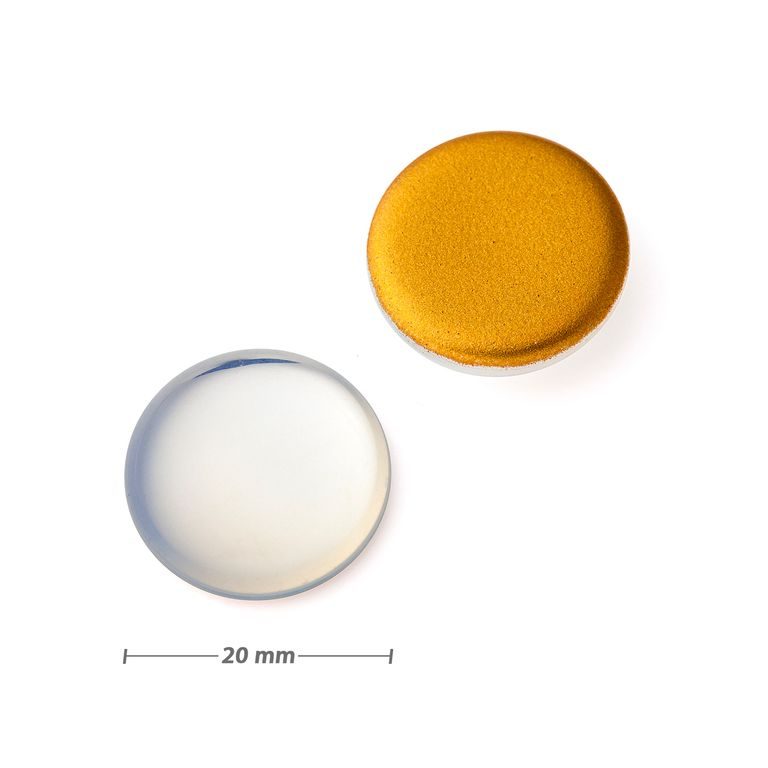 Czech glass cabochon white opal 20mm