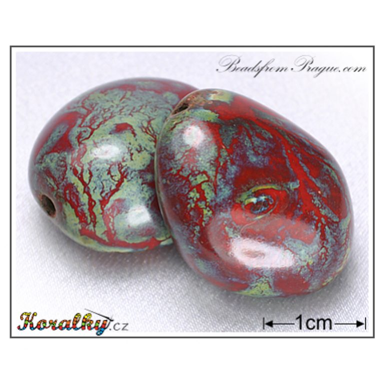 Czech glass Travertin pressed beads No.78