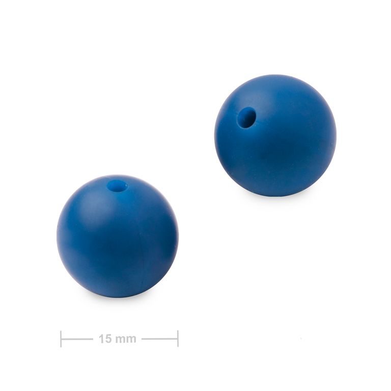 Silikónové guľaté koráliky 15mm Midnight Blue