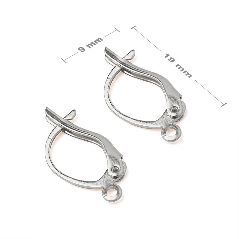 Leverback earring hooks 19x9mm silver