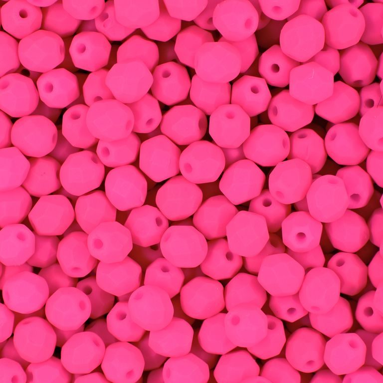 Broušené korálky 4mm Neon Pink