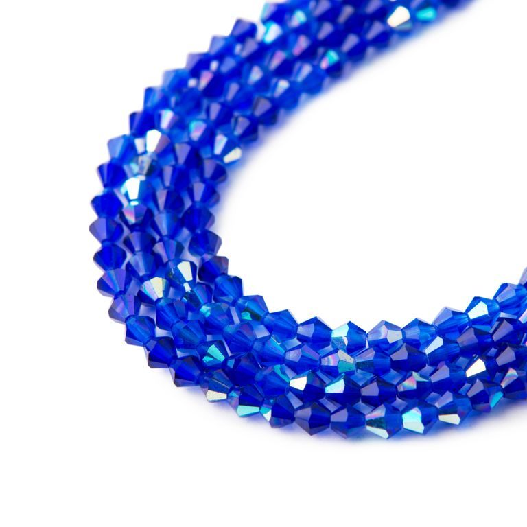 Czech crystal bicone beads 4mm Cobalt Blue AB