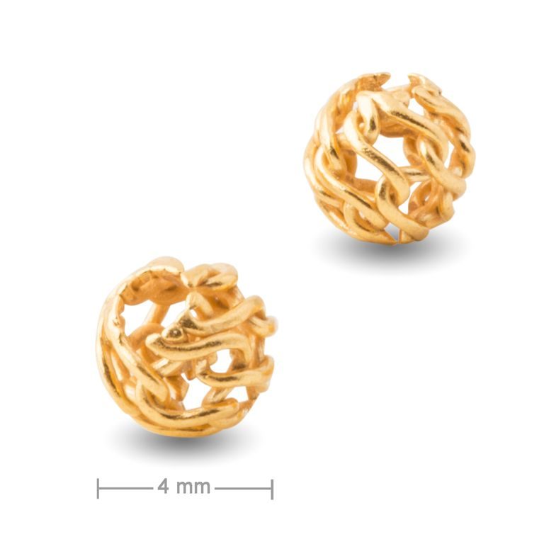 Mărgele filigran argintii 4mm placate cu aur de 24K nr.699