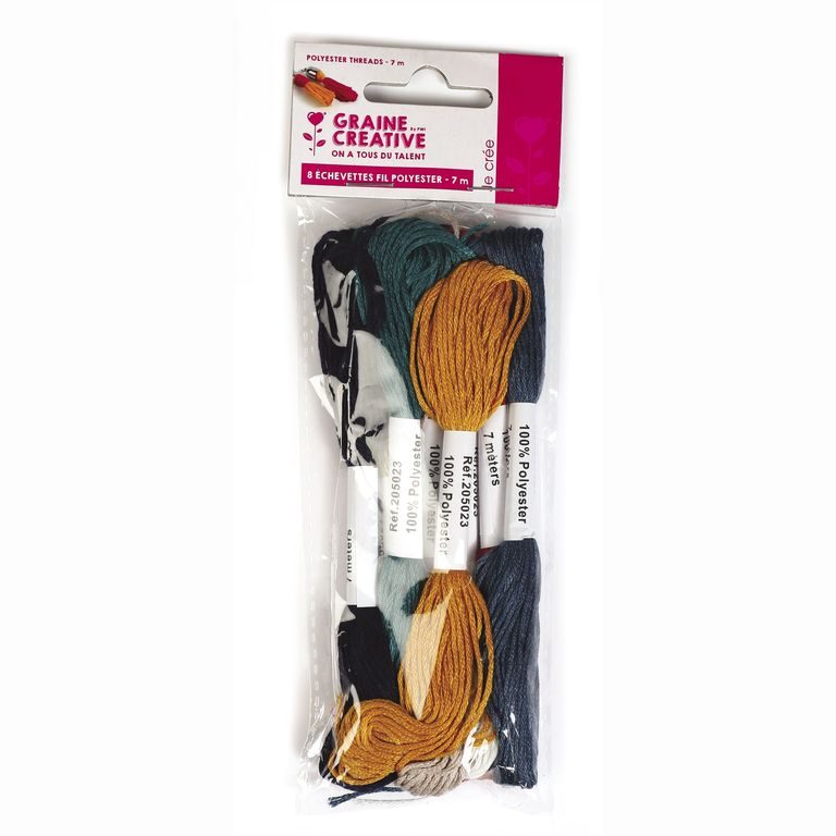 Set fire textile pentru broderie 100% PES, 8buc, culori opace