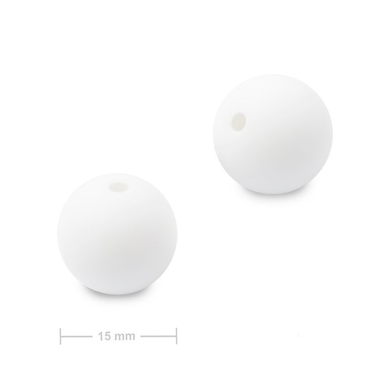 Silicone round beads 15mm Snow White